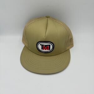 Vintage Tan Beige Hat Mesh Trucker Snapback 90s Logo Company